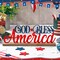 Patriotic "God Bless America" Metal Sign, Rustic Table Decor with Wooden Base, Freestanding for Home & Mantel